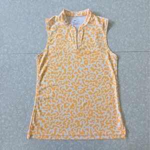 Nike Dri-FIT Sleeveless Golf Polo Top Orange White Cheetah Print XS